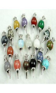 Natural Stone Lapis Tiger Eye Opal Turquoises Crystal Quartz Charm Pendants för DIY smycken som tillverkar halsband Tillbehör10 st 21101238092