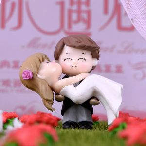 装飾甘いカップル花嫁花groomモデルミニチュア図形の風景結婚式の置物デスクトップ飾りホーム装飾ウェディングギフトガーデンDec