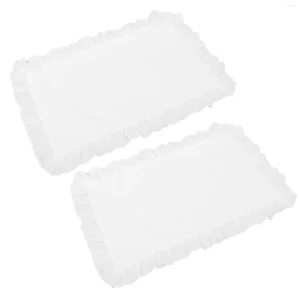 Pillow Pair Of Pure White Lace Pleated Ruffle Pillowcases Bedroom Cover Washable