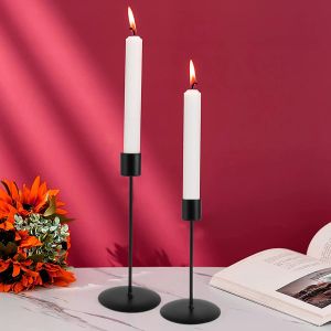 Candles 2Pcs Metal Candle Holders Candlestick Holder for Table Black Candle Holder for Home Wedding Dinning Party Anniversary Decor