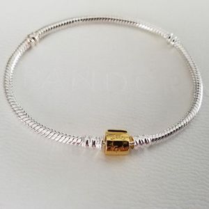 Pulseira de cadeia de fivela de barril de duas cores de prata 925 genuína 925, adequada para jóias de pulseira de charme de temperamento da moda 599347C00