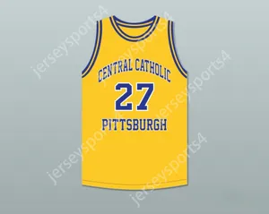 CUSTOM NAY Mens Youth/Kids JACK TWYMAN 27 CENTRAL CATHOLIC HIGH SCHOOL PITTSBURGH VIKINGS YELLOW GOLD BASKETBALL JERSEY TOP Stitched S-6XL