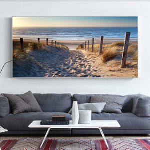 Seaside Beach Sunrise Landscape Graceful Posters and Prints HD Print Wall Art Pictures Living Room Decoration Canvas Painting 240415