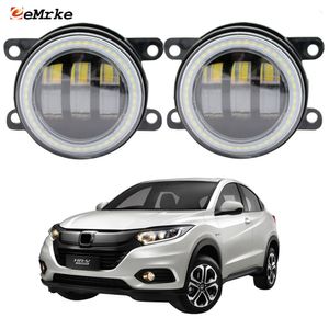 Eemrke LED FOG Lights Montbly 30W/ 40W para o facelift de facelift HR-V II 2019 2020 2021 com lente de linha de corte transparente Angel Eyes Drl Car PTF Daytime Running Light 12v Fog Lamp Lamp Lâmpada de neblina 12V Lâmpada