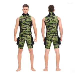 Women's Swimwear Camouflage High Elasticity Warm Diving Suit Hooded Titanium Coated Vest And Shorts Set Adult Men Women Equipment