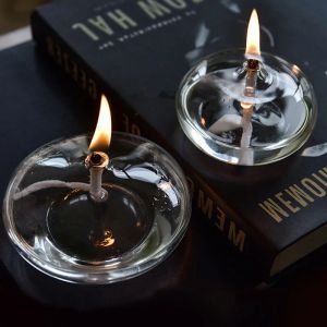 Holders Transparent Glass Candlestick Oil Lamp Candlelight Candle Holders with Wick Dinner Table Candle Rustic Christmas Home Decoration