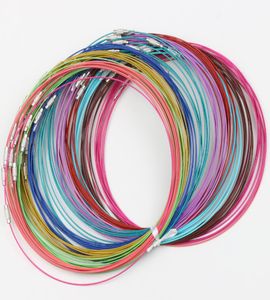 Multi Color Stainless Steel Wire Cord Necklaces Chains new 200pcslot Jewelry Findings Components 18quot1427270