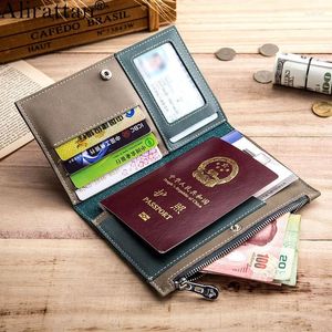 Abendtaschen Alirattan Echt Leder Pass für Frauen 2024 Fashion Vintage Lady Travel Wallet Ticket Clip Dokumenttasche A301