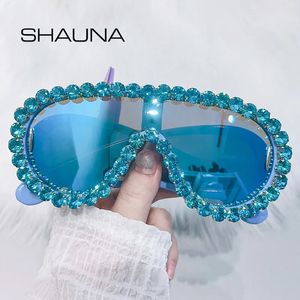 Shauna Luxury Crystal негабаритное зеркальное покрытие женщин, солнцезащитные очки UV400 240428