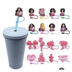 Trinken Strohhalm Cartoon Mode Girl Sts Cap PVC Drink Accessoires Topper ER DUST Plug Party Dekoration Schutz Drop Lieferung Ho dhjxd