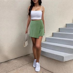 Kvinnors shorts Summer Skort Kvinnlig sida Botton ner High midjan Casual Oregelbundet Hem Layer kjolar strand tätt baksäckare