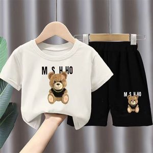 Kids lüks tişörtler bebek giyim setleri çocuk kısa kollu yaz takım elbise çocuk moda gündelik gömlek bebekler tees çocuk kızlar izleme seti cxd240495-6