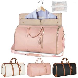 Duffel Bags Pu Corry On Garment Bag Fashion Folding Suit Storage Varge Capacity 55L防水週末マルチハンドバッグ旅行スポーツ