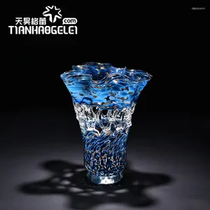 Vaser handgjorda europeiska stil blå glas vas el villa vardagsrum matt