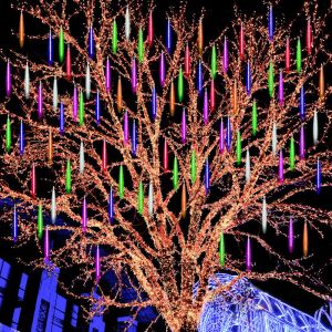 装飾30/50cm LED Meteor Shower Garland Holiday Light Outdoor Waterof Fairy Festoon Lights Garden Street Christmas New Year Decor