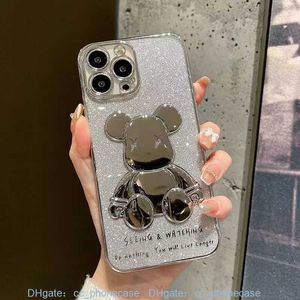 Designers iPhone case for 14 Pro Max lens full package 12 phone transparent electroplated cute bear 117 anti-drop protective X ASOC