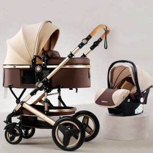 Carrinhos de bebê# 3-em 1 Paisagem alta carrinho de bebê com assentos de carro e conjunto de luxo de mão de altura o recém-nascido Q2404293