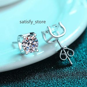 Stylish Fine Jewelry Earrings for Women with Classic Bullhead Moissanite and Pure Silver Plated in PT950 Gold