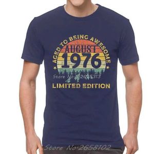 Erkek Tişörtleri Efsaneleri Harika Ağustos 1976'da doğdu Tshirt Erkekler Grafik TS Üst pamuklu tişörtler Kısa Slve 44. Doğum Günü T-Shirts Giyim T240425
