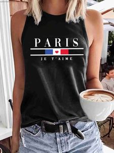 Women's Tanks Camis Womens Summer Paris Printed Large Casual Sleeveless Loose Tank Top T-shirtL24029