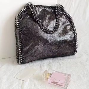 Klasyczne falabella designerskie torby na ramię dla kobiety Stella McCartney retro czarna gładka, prawdziwa skórzana torba luksusowa