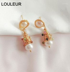 Dangle Kronleuchter Louleur handgefertigt natürliche Süßwasserperlenohrringe für Frauen Elegante Hochzeitsfeier Drop Luxus Feinschmuck13489119