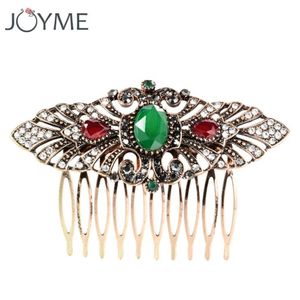 Joyme najnowsza turecka biżuteria antyczna złoto kolor Wedding Hair Haf For Bridal Flower Hair Akcesoria Hair Clips Hairwear139071