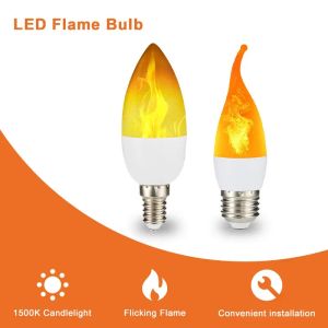 Dekorationer E14/E27 LED Flame Glampor 4 Modes Party LED Flame Effect Light Simulation Fire Lights BULB GARDEN DECED FLIMCERING LAMP