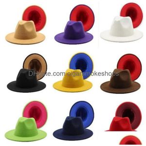 Party Favor Panama Cap Jazz Formal Hat Lady Fedora Hats Hats Fashion Praca szeroka grzbiet caps uni Trilby Chapeau for Men Women Red Drop dhocp