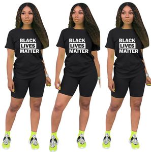 8Colors Women Shorts Tracksuit Black Lives Matter Letter Printed Two Piece Set Tshirt Shorts Outfits Summer Sports Suit Tees GG9981213