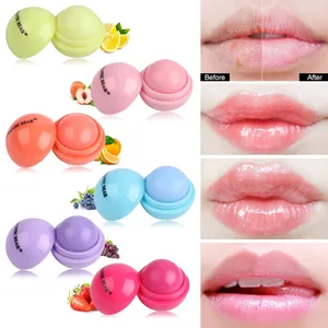Google Hot продает 6 цветов Симпатичный круглый шарик для губ бальзам 3D Lipbalm Fruit Fruit Smacker Натуральный увлажняющий губы уход
