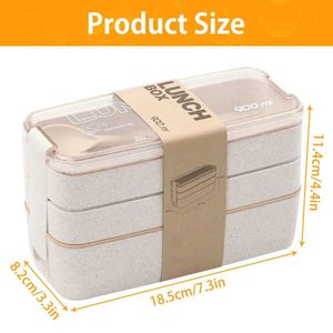 Bento Boxes 900 мл микроволновой ланч коробки пшеница соломенная посуда для хранения продуктов питания
