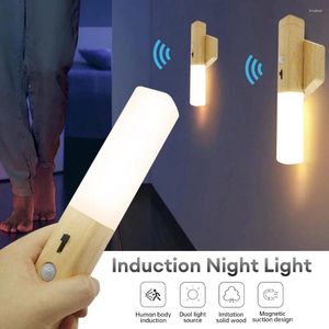 Wall Lamp PIR Motion Sensor Night Light Rechargeable Under Cabinet Corridor Staircase Magnetic LED Sconce For Living Room