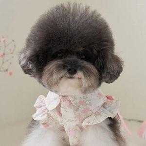 Köpek giyim sevimli köpek bahar yaz çiçek elbise köpekler kıyafetler daha yumuşak pamuk pembe mor giyim etek evcil hayvan gömlek ürünleri