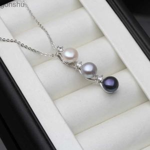 Pendant Necklaces 2024 Fashionable Danshui Natural Black Pearl Pendant for Women Wedding White 925 Sterling Silver Necklace Exquisite JewelryWX