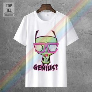 T-shirts invader zim tjej geni anime tryck 100% bomull t-shirt herrar kort ärm ultra fin t-shirt sommar mode skärning topl2404