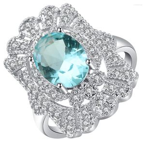 Кластерные кольца Hainon Silver Color Ring для женщин обручальное кольцо юго -сидень