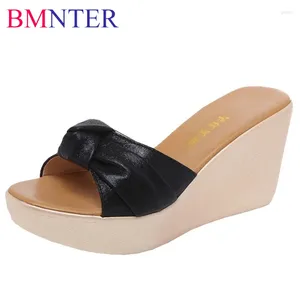 Slippers Small Size 32-43 Casual Gold Bow Sweet Thick Platform Shoes Summer 2024 Women's High Heels Wedges Outside