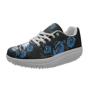 Casual Shoes Pretty Blue Gradient Rose Pattern Ladies Spring Autumn Non-slip Platform Personalized Design Sneakers Party Gift