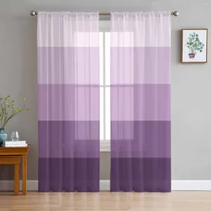 Gradiente de cortina gradiente minimalista Triângulo roxo tule cortinas pura para a sala de estar cozinha infantil vara