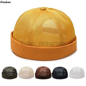 Gorro/caveira tampa de malha respirável unissex melão tampa de cor sólida cor de verão sem largura hip hip hop skullcap street estilo gorrosas chapéus de moda de moda d240429