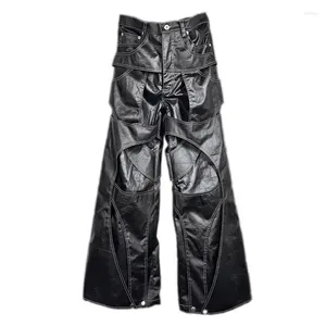 Pantaloni maschili scuri snow out cera stampare uomini dritti decostruzioni stereoscopiche taglio piedi larghi pantaloni casuali