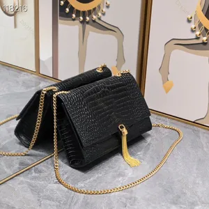 Klasyczna torba Tassel luksusowy designerski łańcuch krokodyli pojedynczych torbów crosser crossbody horyzontal flip wszechstronny obiad dla kobiet worki na imprezę