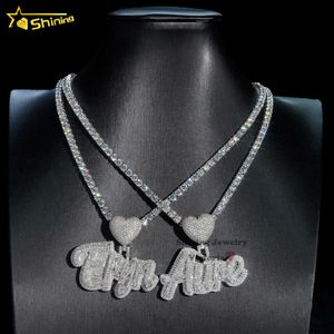 Shining jewelry factory luxury hip hop iced out soild back cursive style lab diamond moissanite custom name letter pendantDesigner Jewelry