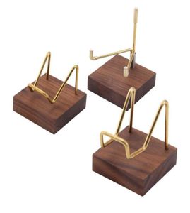 Hooks Rails Metal Arm Wooden Base Display Stand Easel For Gemstone Mineral Home Decor Minerals Fossils Rocks Geode Stands8056928