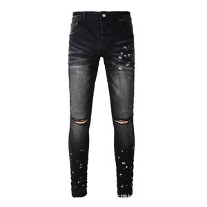 Demin Street Amiirii Jean 2024 Fashion Purple American Jeans High Paint Black Paint Mens Q8or