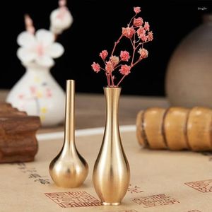 Vases mini bakır vazo ev dekorasyon masaüstü bitki saksılar retro metal oturma odası düzenlemesi yaratıcı