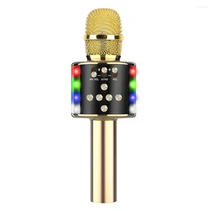 Microfones bluetooth sem fio handheld Microphone Speaker player de música cantando microfone de gravador para a KTV Party Karaoke Gold