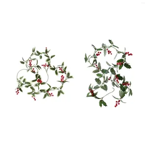 Flores decorativas Artificial Christmas Vine Garland 2m pendurado folhas verdes grinaldas natal