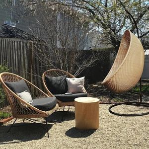 Camp Furniture Customized Nordic Ins Outdoor Guest House Balcony Single Rattan Sofa Courtyard Chair Waterproof